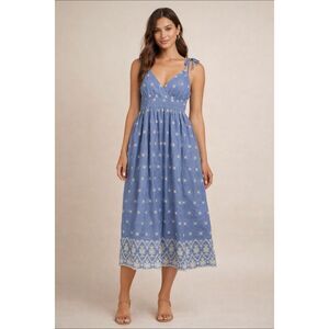 Few Moda Camellia Blue Eyelet Sundress Women’s Size Small